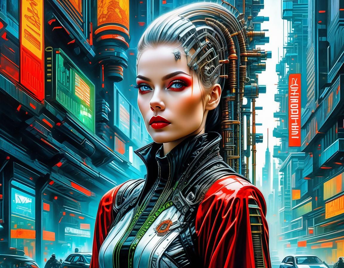 Biopunk Girl Portrait in Hyperrealistic Oil Painting