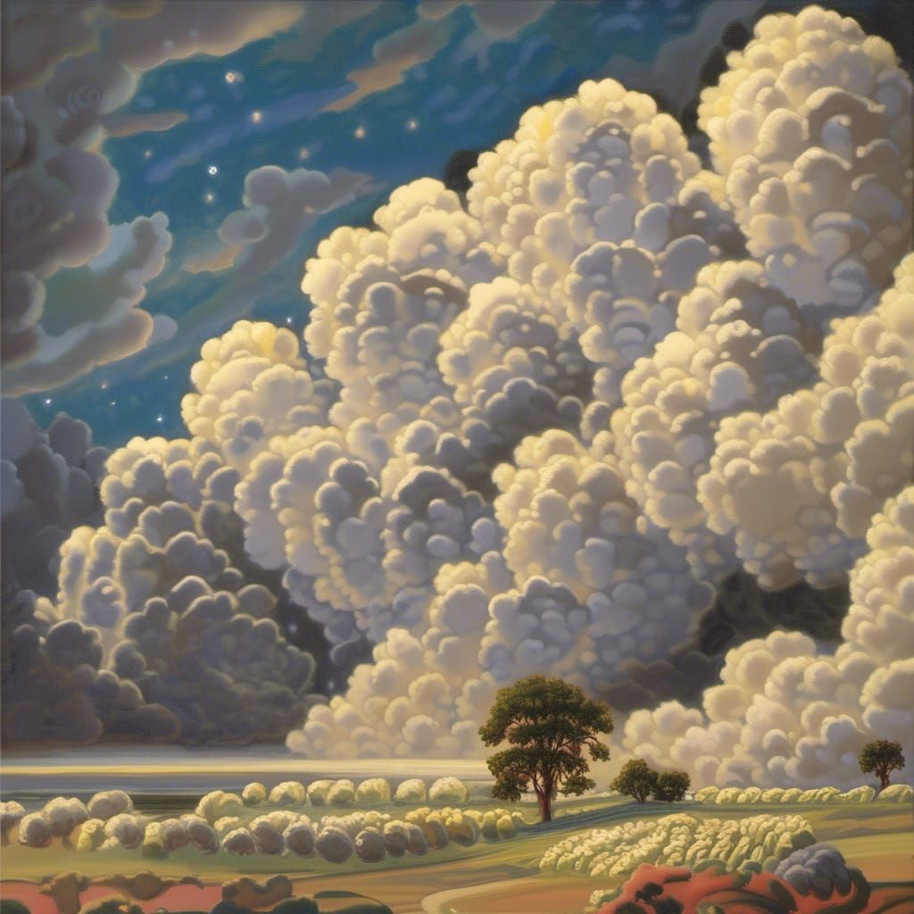 Detailed Bumblebee Among Clouds