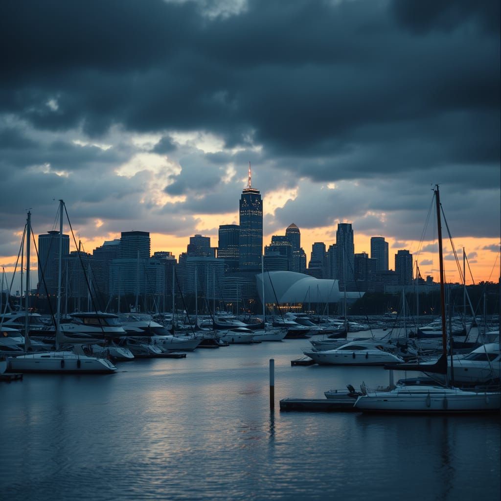 Boston Harbor at Dusk: A Cinematic Masterpiece