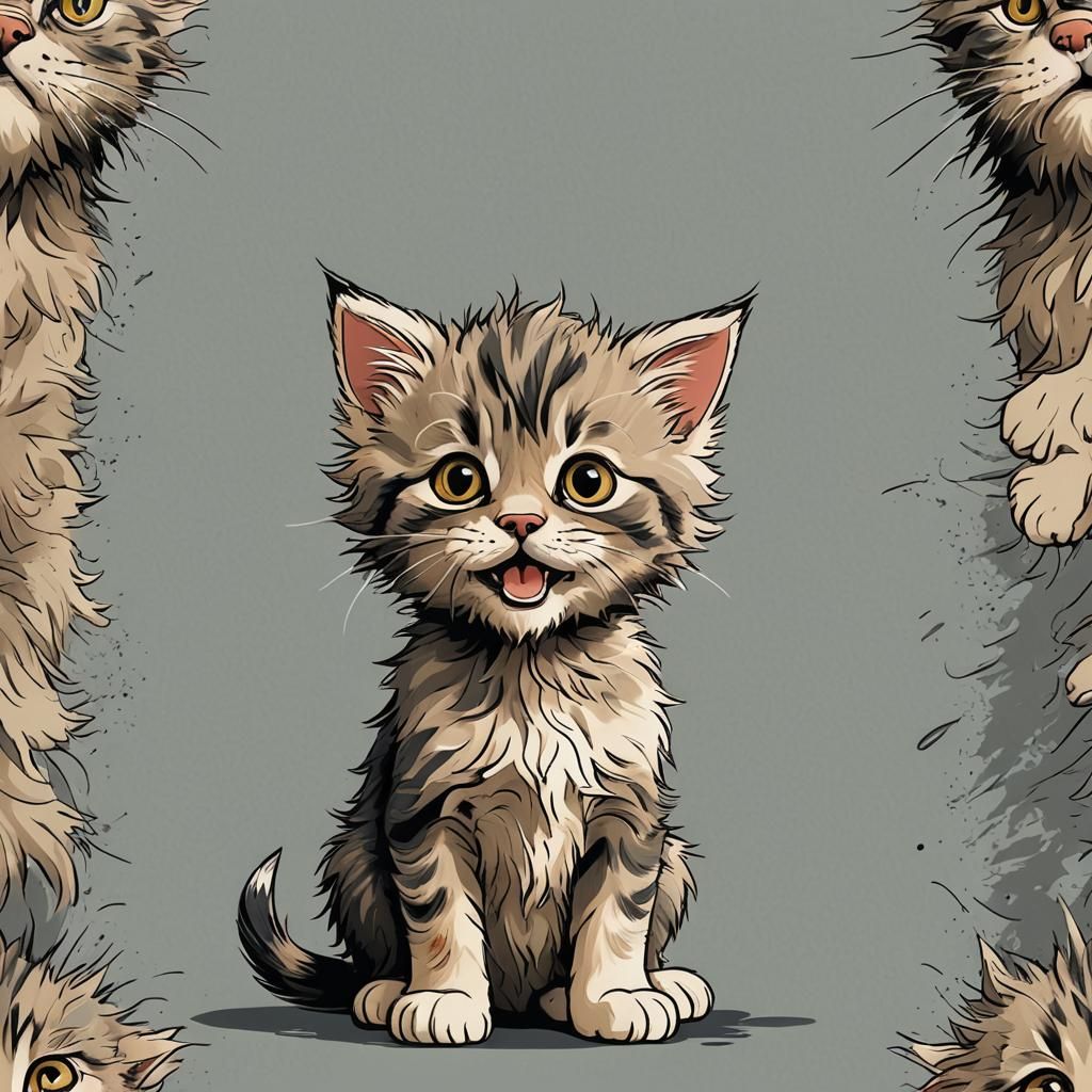 Cartoon of a Scruffy Kitten