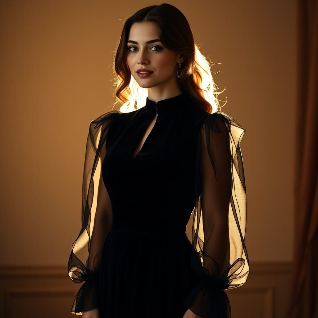 Sensual Pre-Raphaelite Goddess in Velvet and Organza