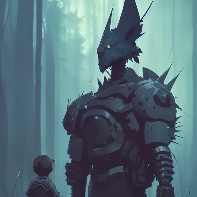 Dark Paladin in Studio Ghibli Anime Style