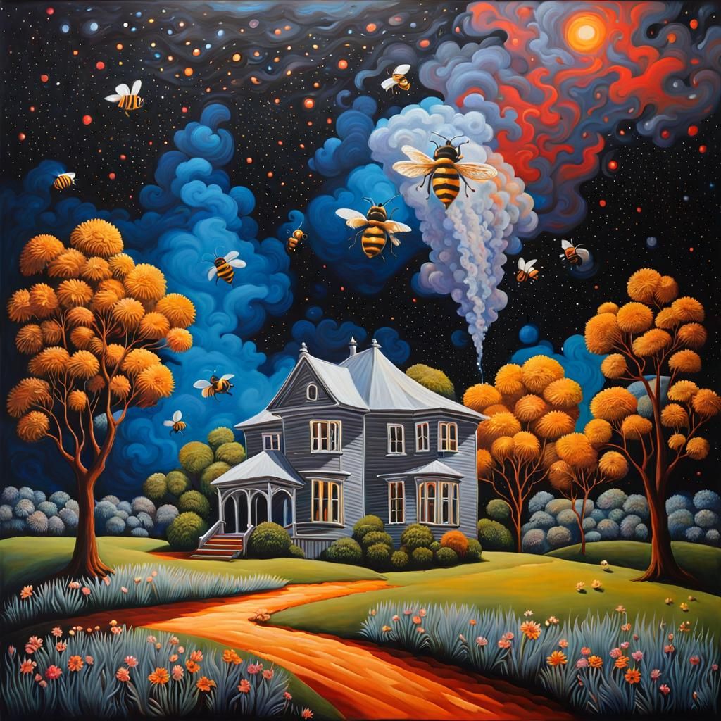 Ethereal Ascent in a Dystopian Dreamscape