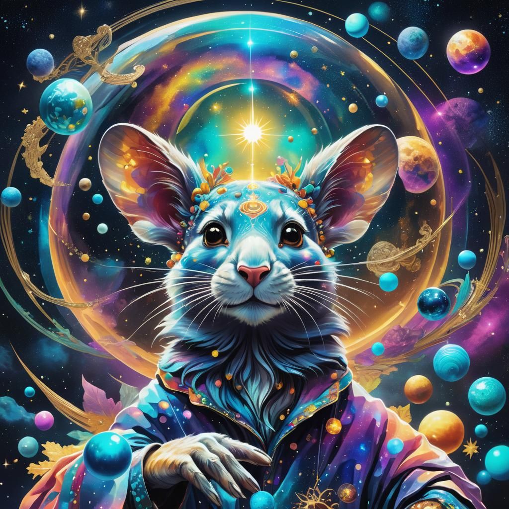 Rat with Top Hat in Astral Cosmic Style