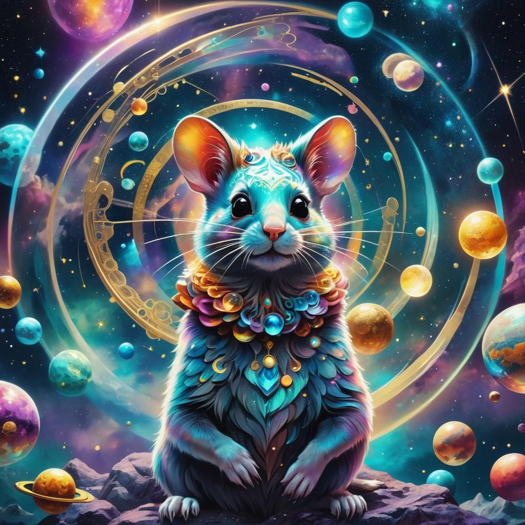 Rat with Top Hat in Astral Cosmic Style