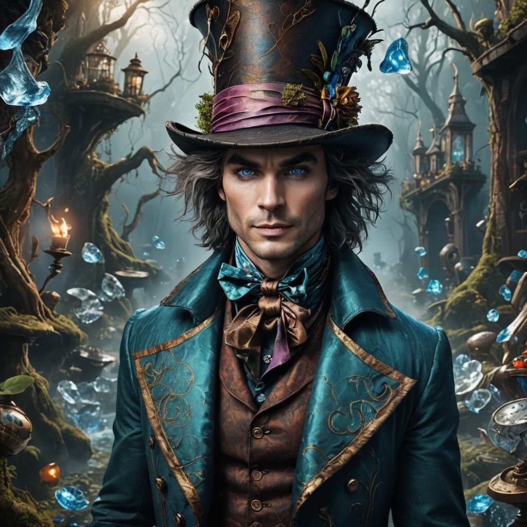 Young Man as Mad Hatter: Detailed Digital Painting