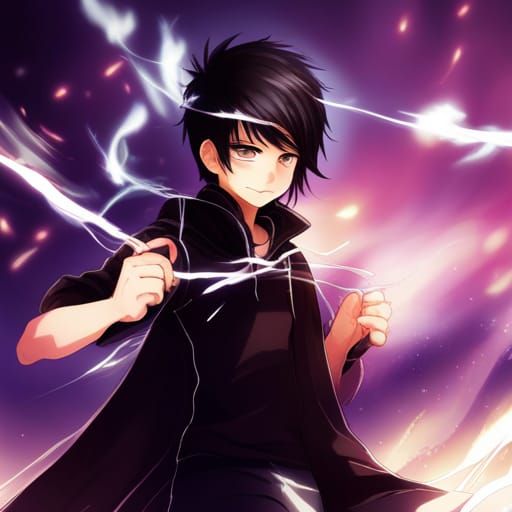 Anime Boy with White Fire Superpower in 4K