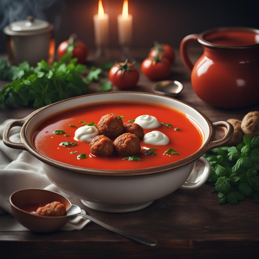Epic Tomato Soup with Meatballs: Digital Matte Painting