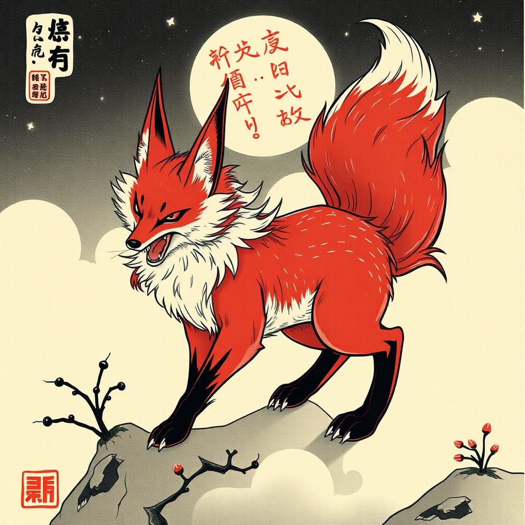 Mystical Kitsune Fox Spirits in Traditional Japanese Folklor...