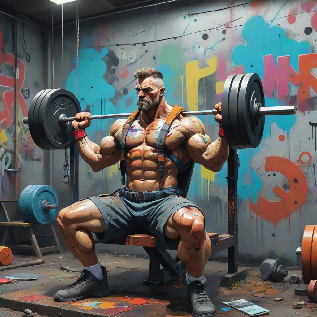 High-Energy Gym Workout Gone Wrong in Detailed Illustration