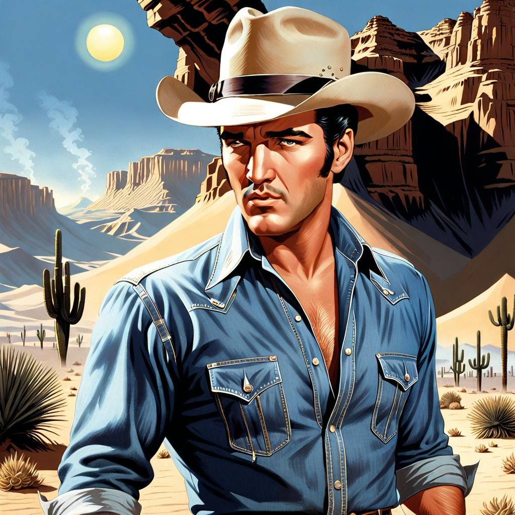 Elvis as Cowboy: Pulp Magazine Illustration