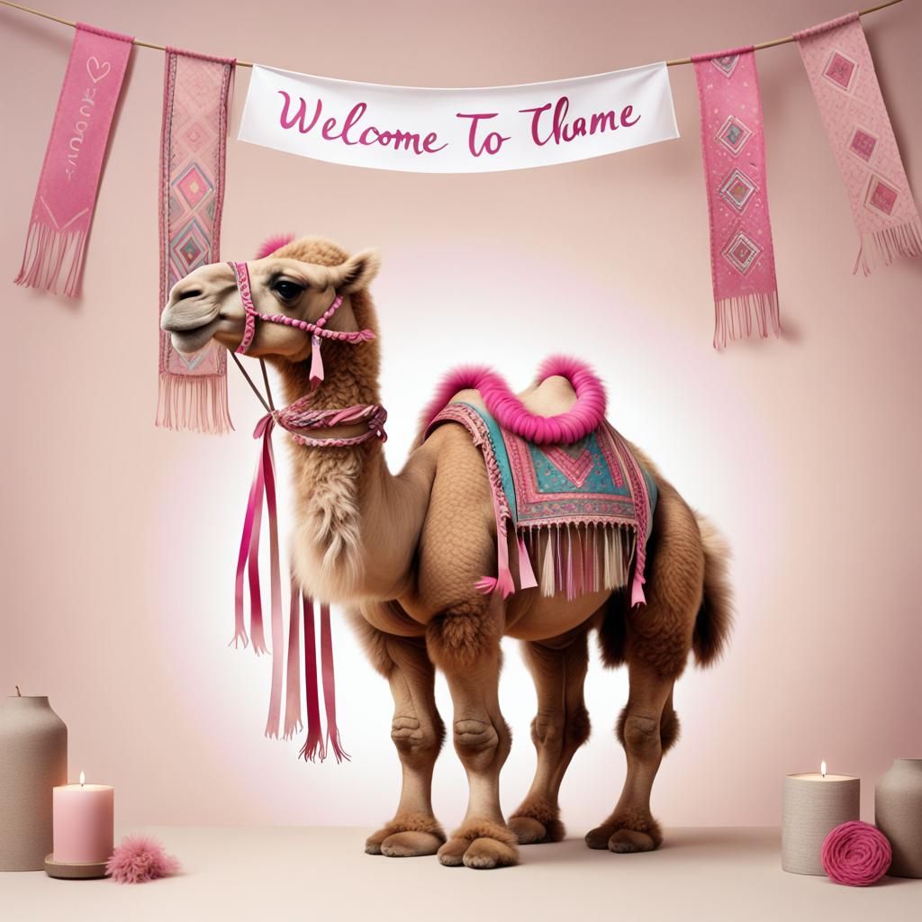 Boho Camel with Pink Braids: Gallery Welcome