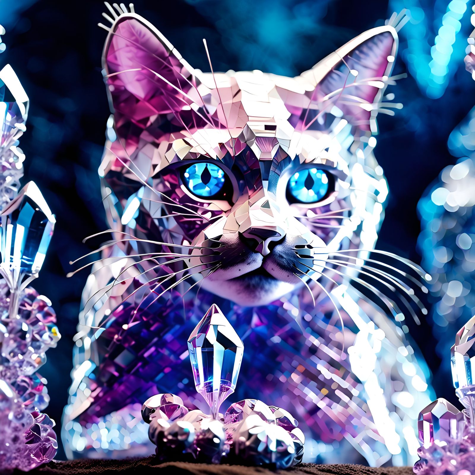 Adorable Lilac Crystal Cat Masterpiece