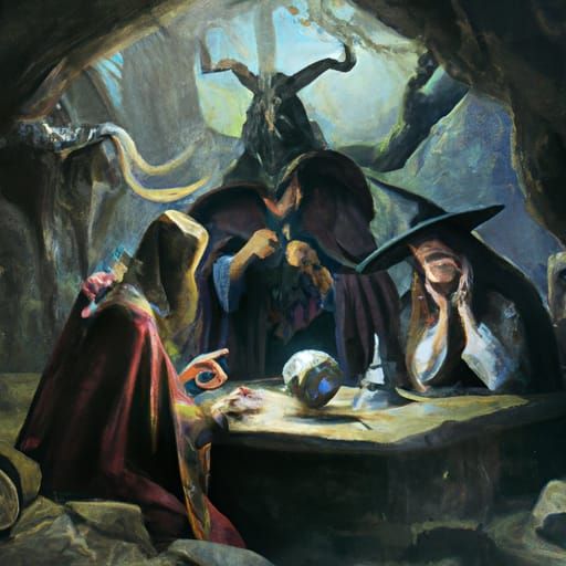 Witchcraft Scene in Oil Painting Style
