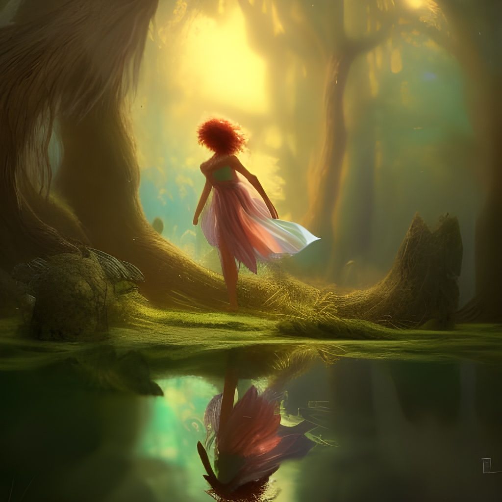 Fairy in Enchanted Forest Digital Art