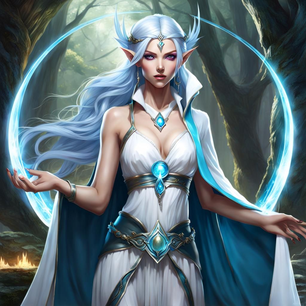 Enchanting Elf Sorceress Casting a Spell