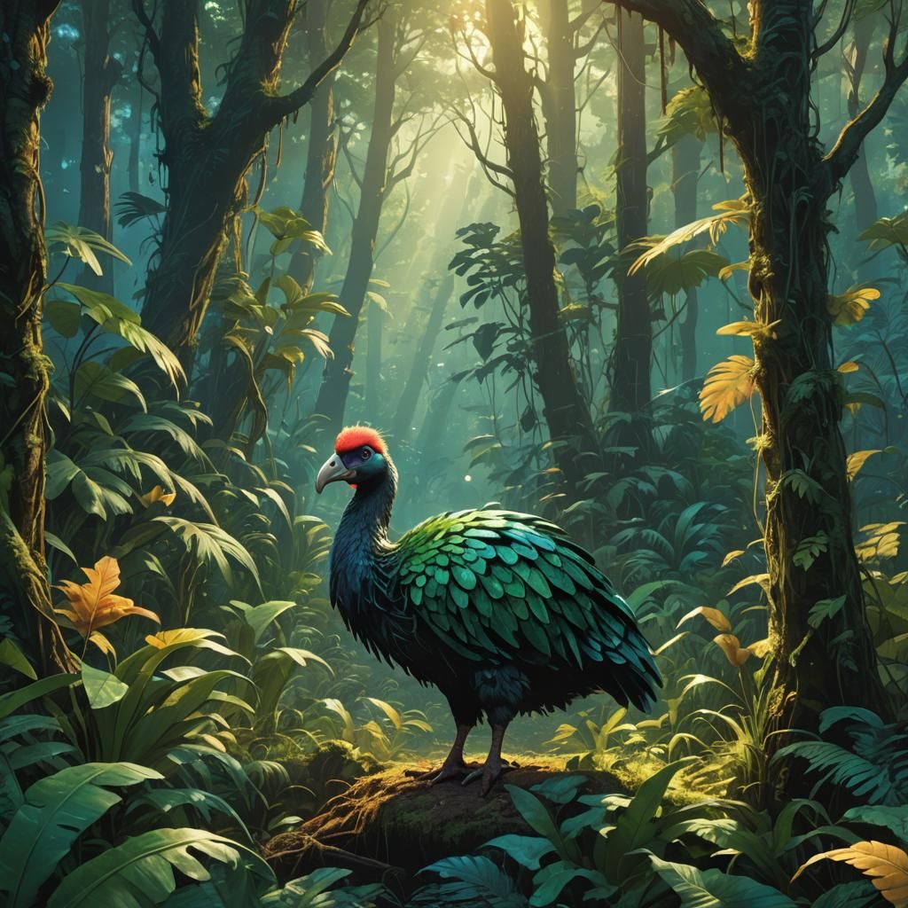 Dodo in Mystical Forest: Fantasy Concept Art