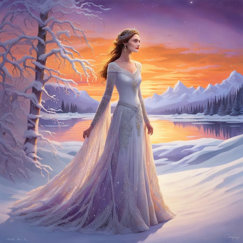 Elegant Lady at Sunset: 3D Rendered Digital Art