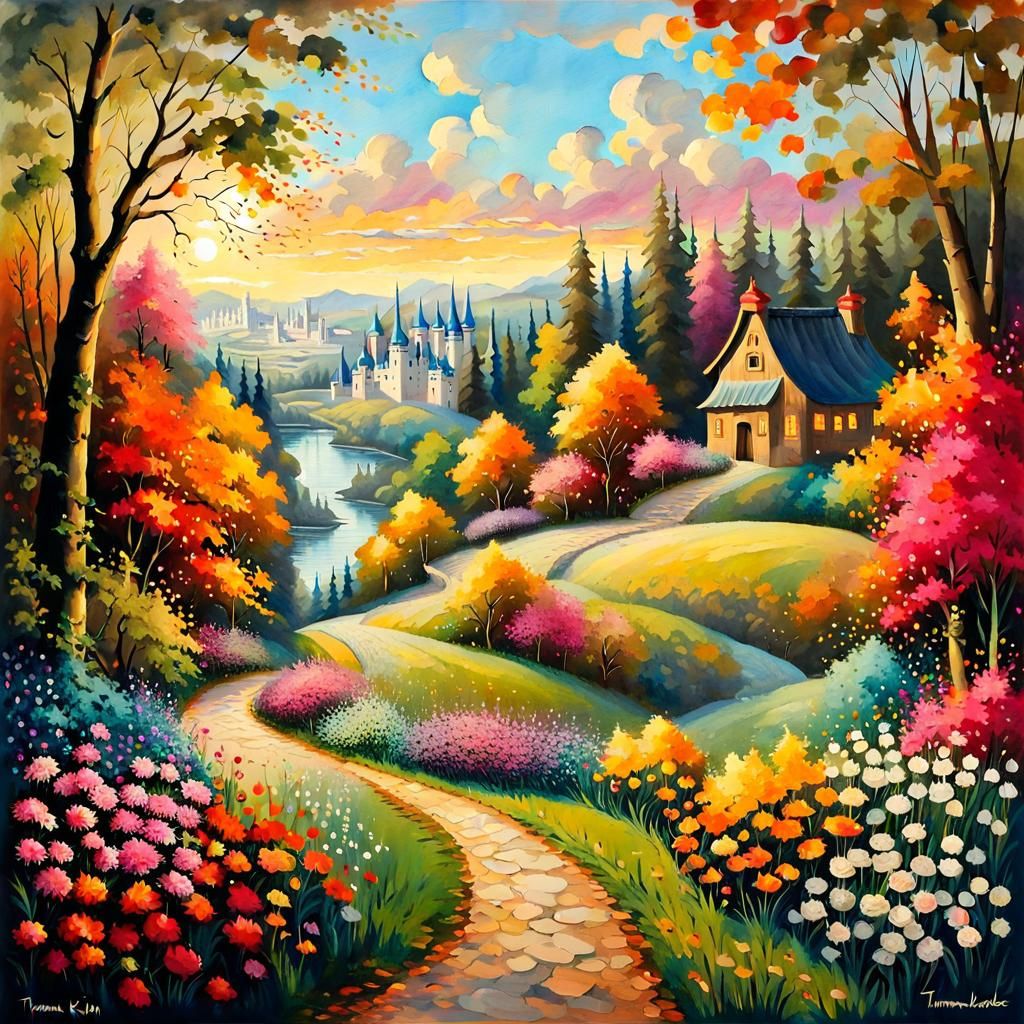 Golden Path to Victory: An Impasto Gouache Masterpiece