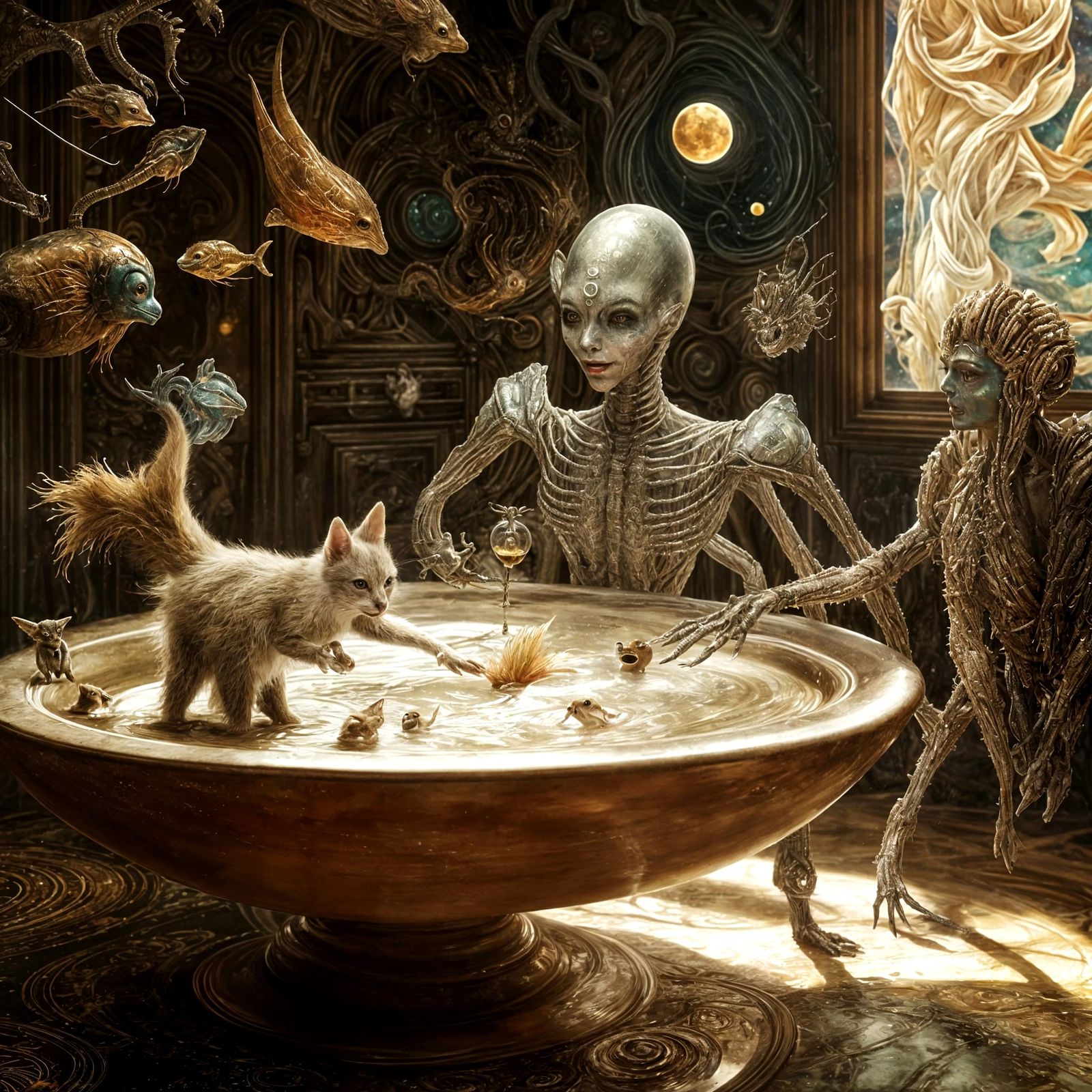 Exquisite Alien Pets in a Surreal Landscape