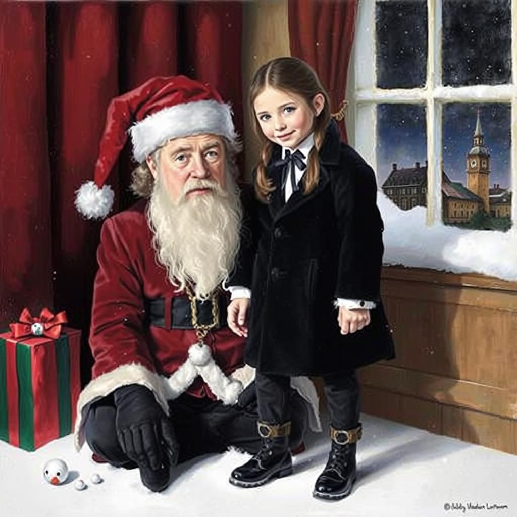 Alan Rickman as Santa in Alcohol-Ink Portrait