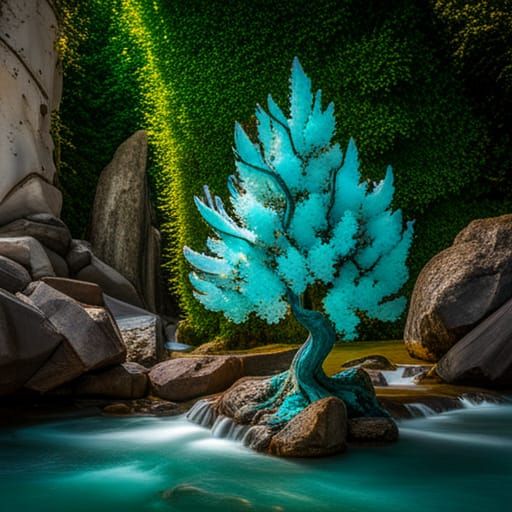 Teal Quartz Ice Tree with Turquoise Bark