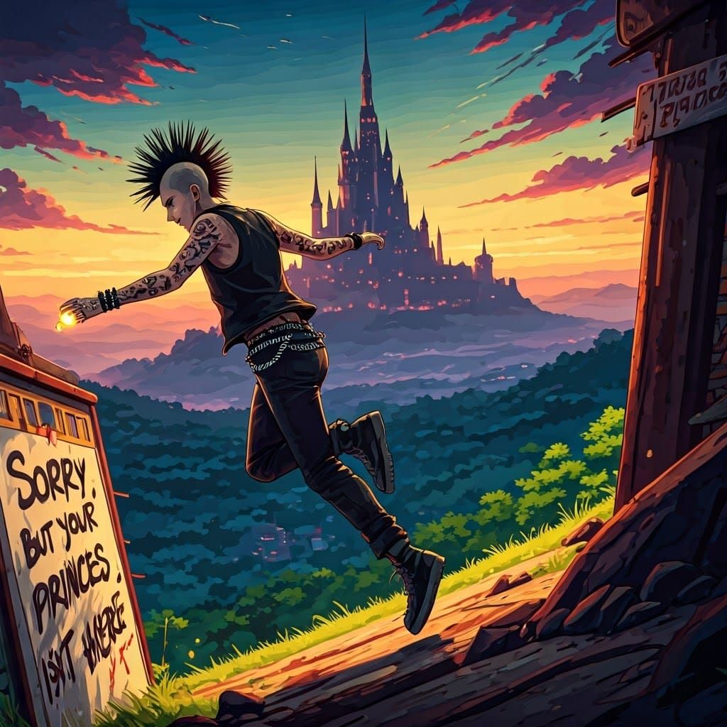 Punk Leaps for Coin in Cel-Shaded Anime Style