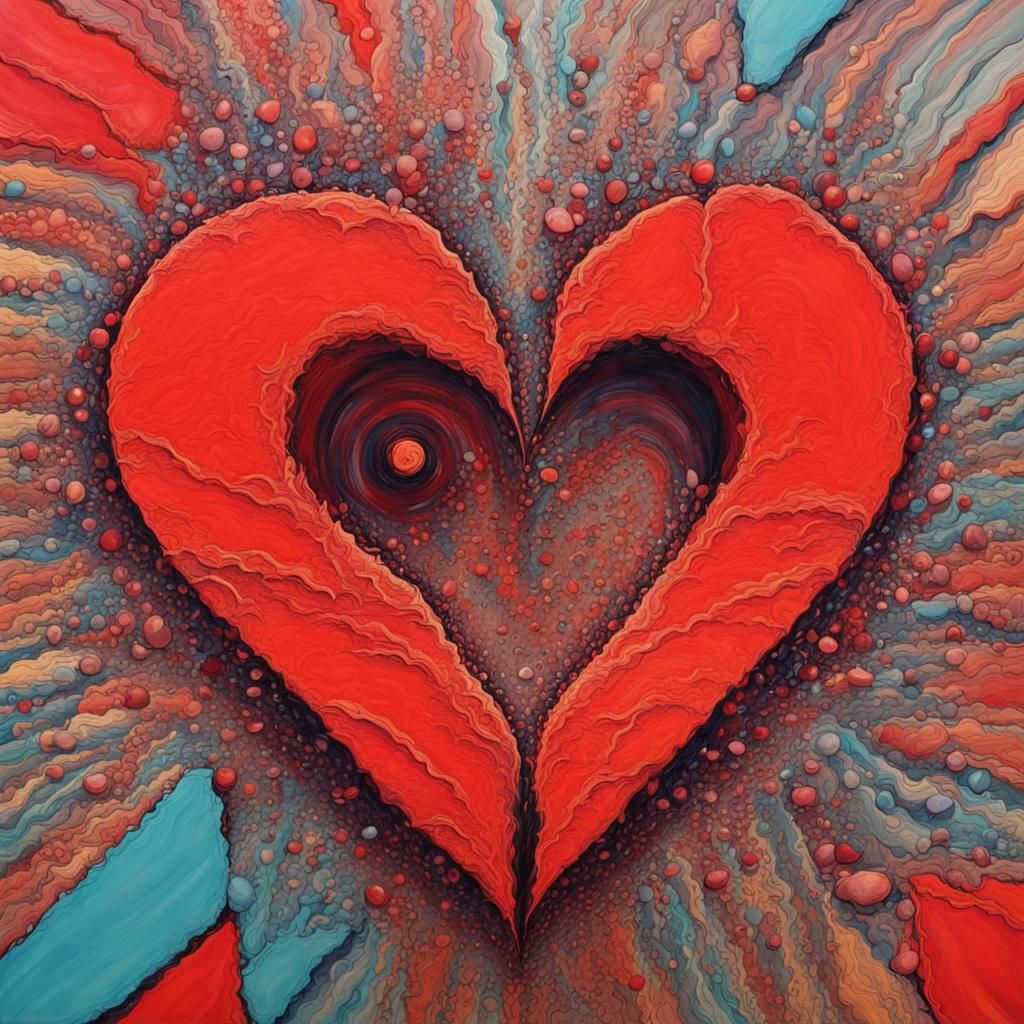 Abstract Heart Stopper Art in Complementary Colors