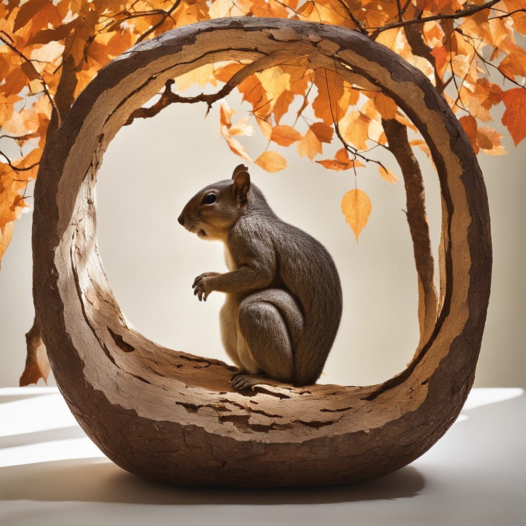 Squirrel in Dreamy Autumn Still Life
