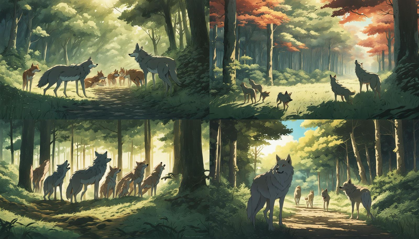 Starving Wolf Pack in Anime Style