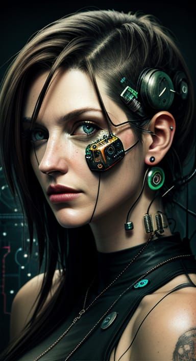 Urban Grunge Portrait with Organic Circuitry