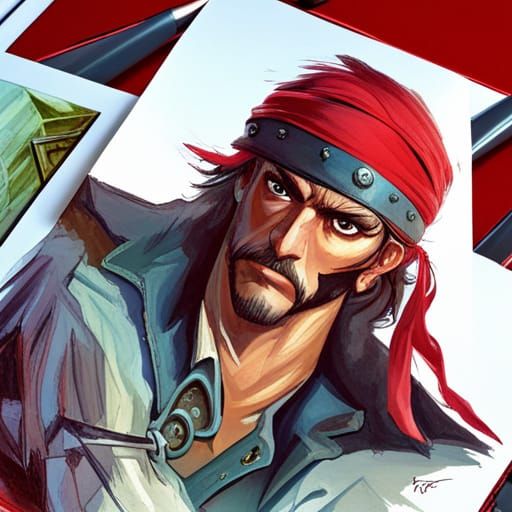 Pirate Portrait in Fantasy Illustration Style