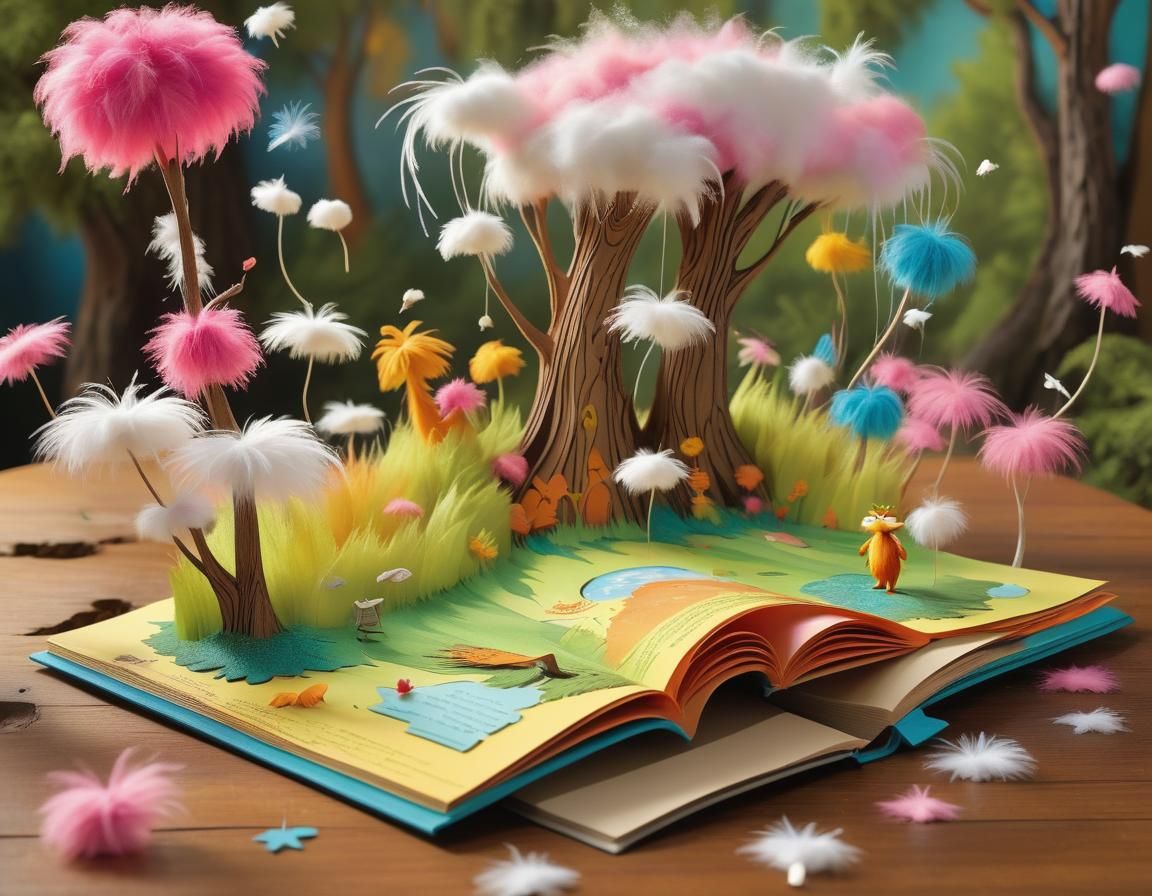 Whimsical Pop-Up Book: Truffula Trees and the Lorax