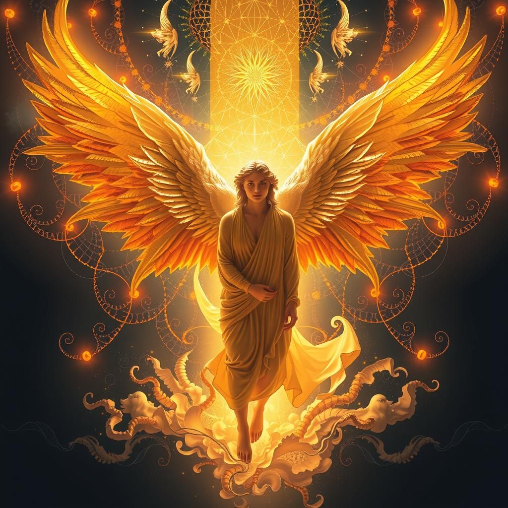 Ethereal Angel in Golden Latex, Divine Realm