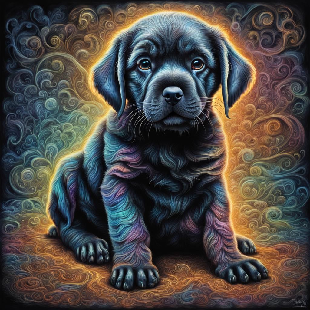 Hyperdetailed Chalk Drawing of a Puppy