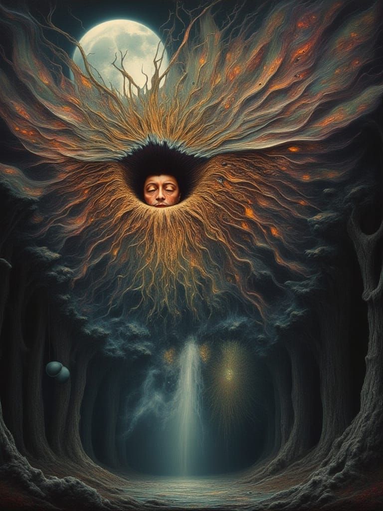 Eldritch Man Dressed as Flower in Smoke, Rainbow Butterfly W...