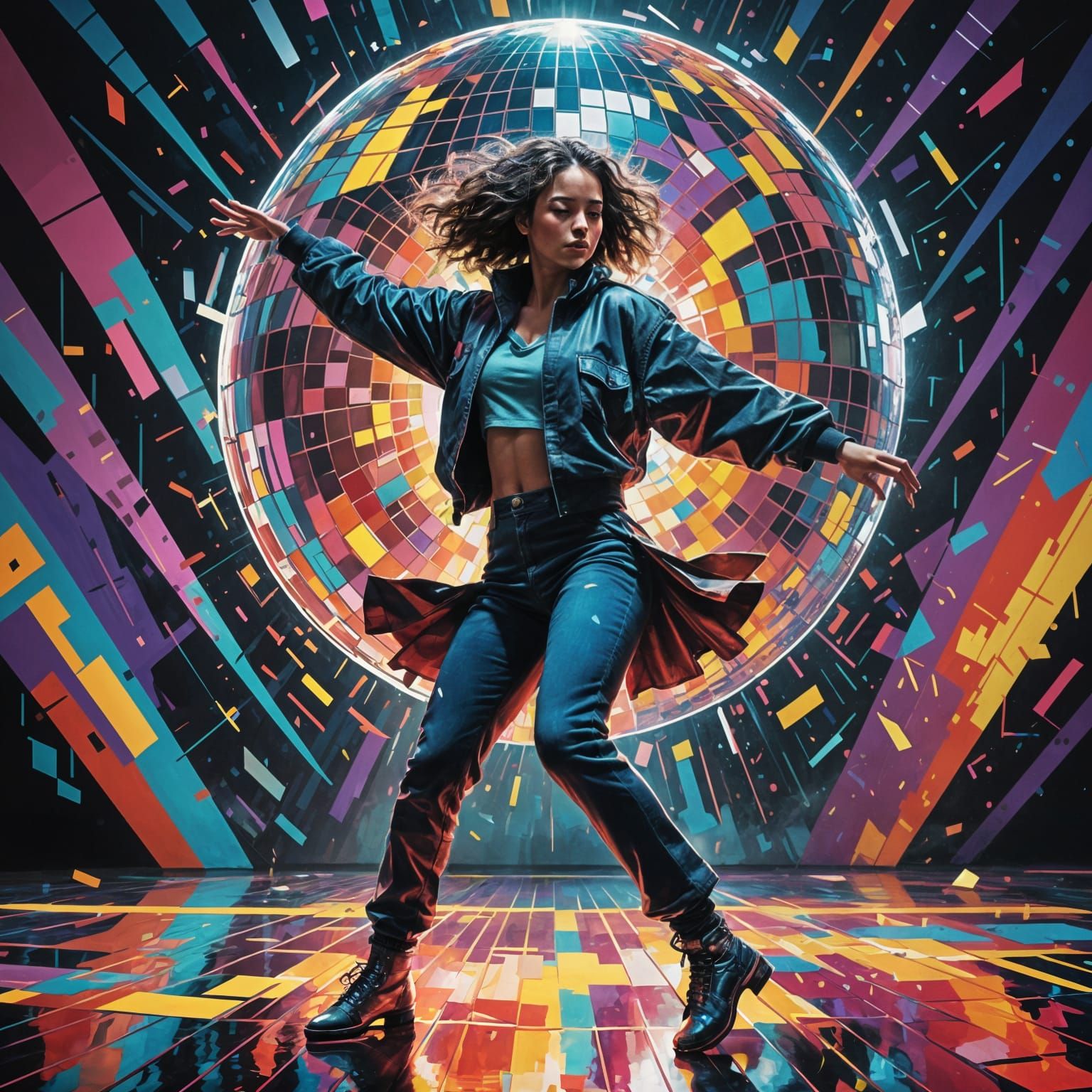 Vibrant Disco Dance in Pop Art Style