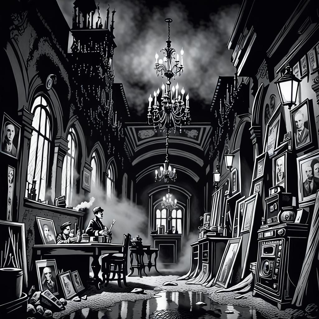 Gothic Model in 1920s Rooming House Photo