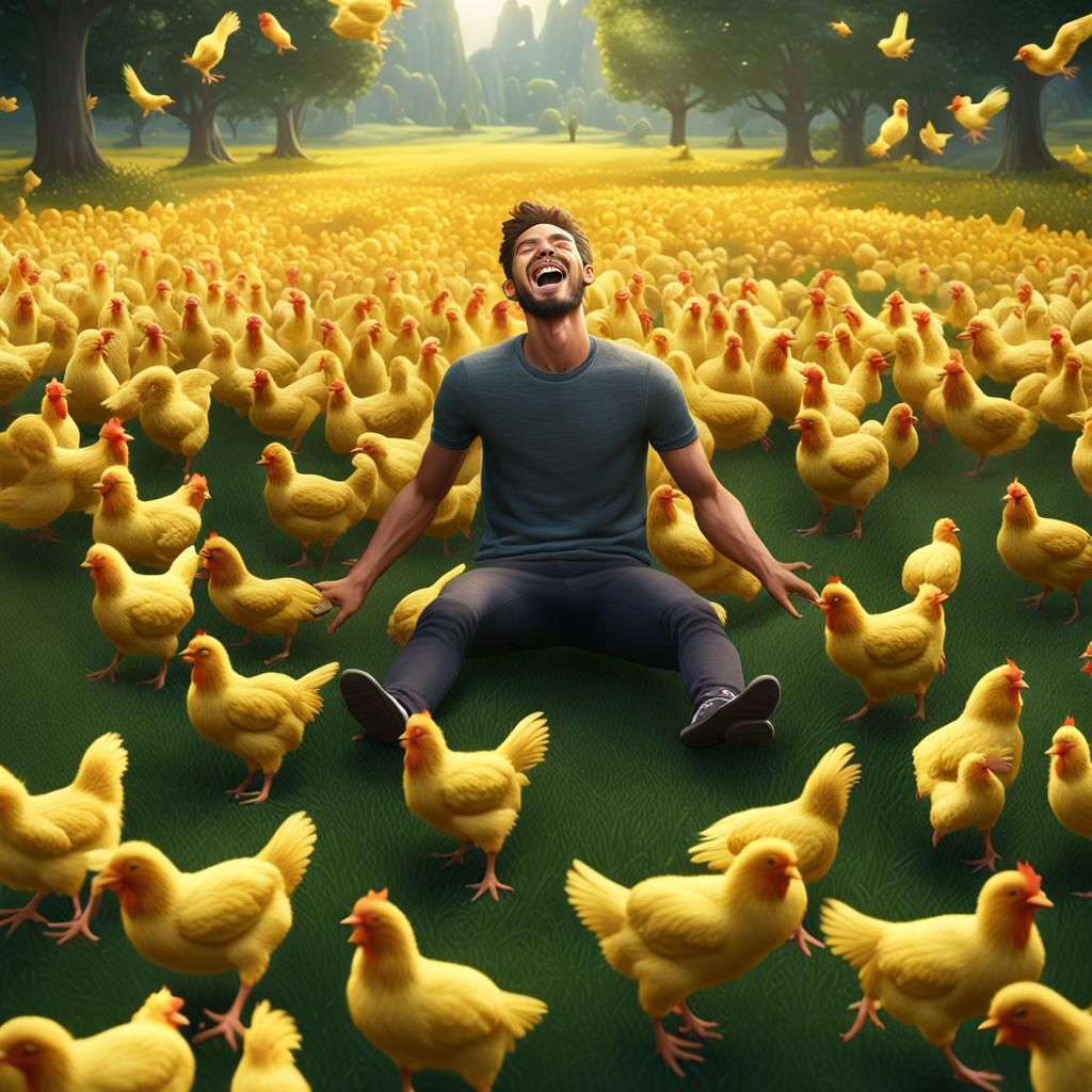 Man Covered in Yellow Chicks: Fantasy Concept Art