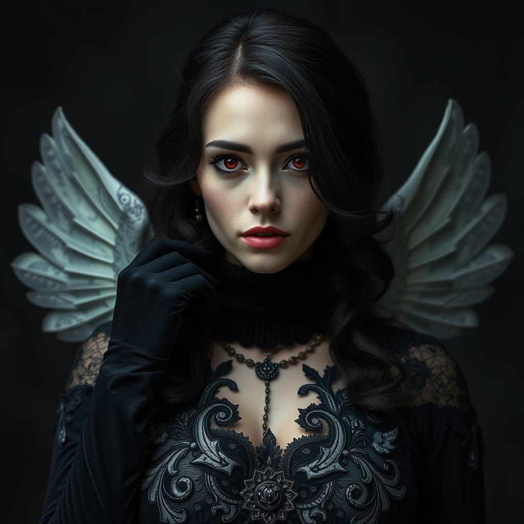 Ethereal Gothic Goddess Unveiled in Dark, Mysterious Style
