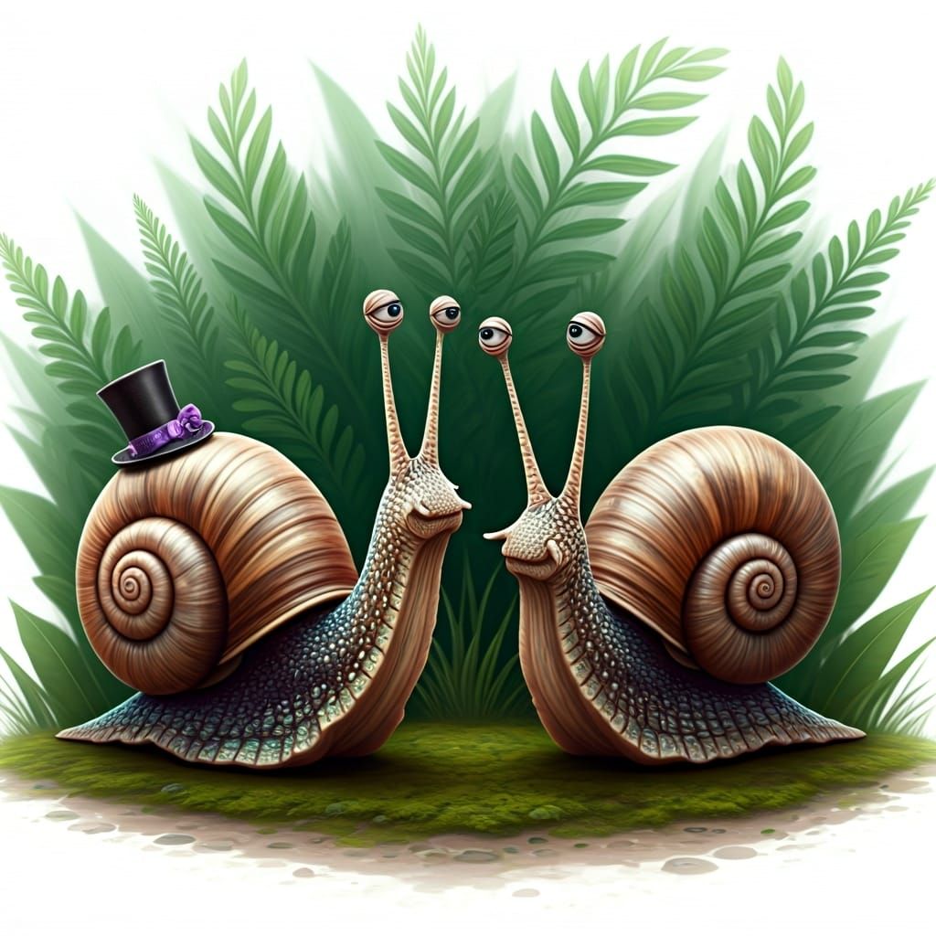 Snails in Love: A Whimsical Storybook Scene
