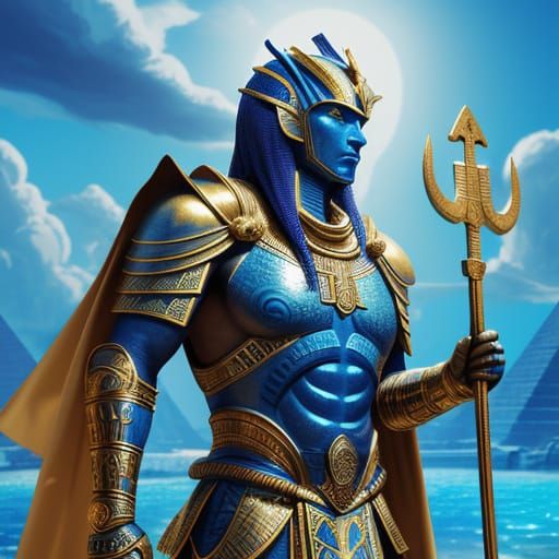 Epic Fantasy Seahorse Knight in Ancient Egyptian Armor