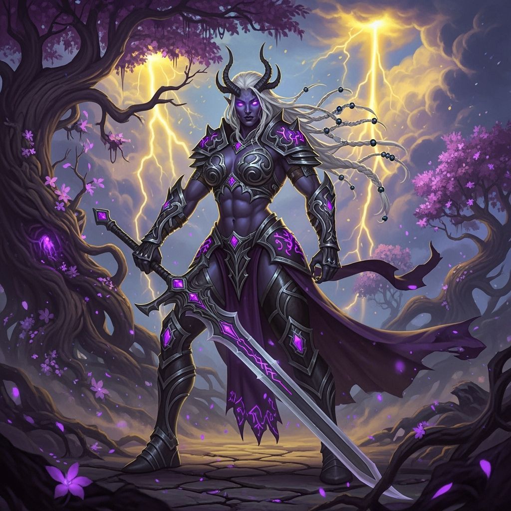 Drow Warrior Muscle Mommy in Dark Fantasy Armor