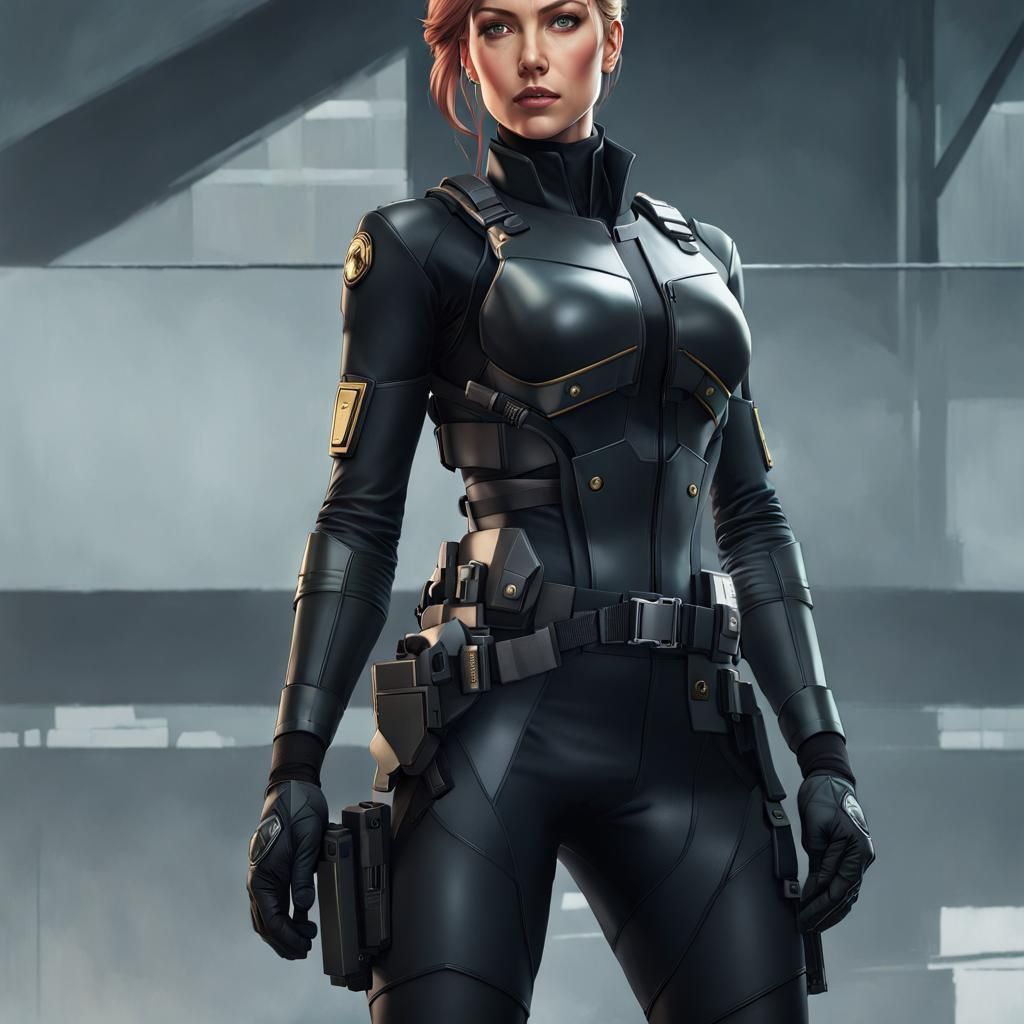 Female Spy in Tactical Suit: Hyperdetailed Concept Art