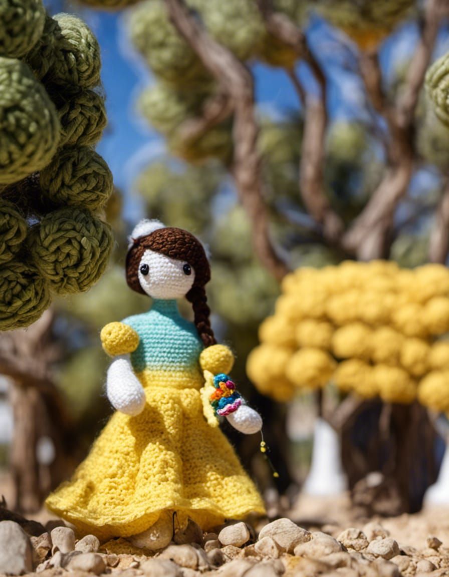 Crocheted Spanish Girl in Andalusian Village