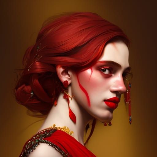 Redhead in Saree: Hyperdetailed Portrait