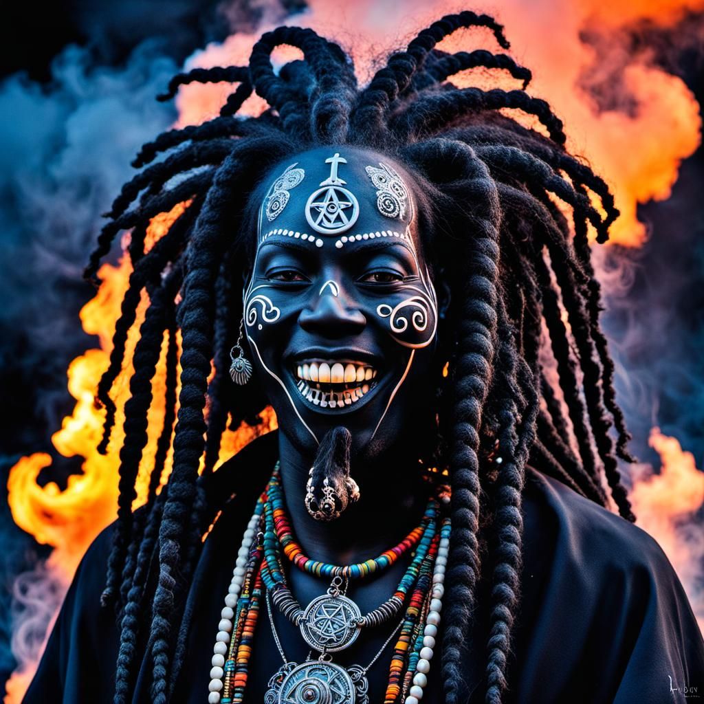 Creepy Voodoo Phantom Figure in Incandescent Smoke