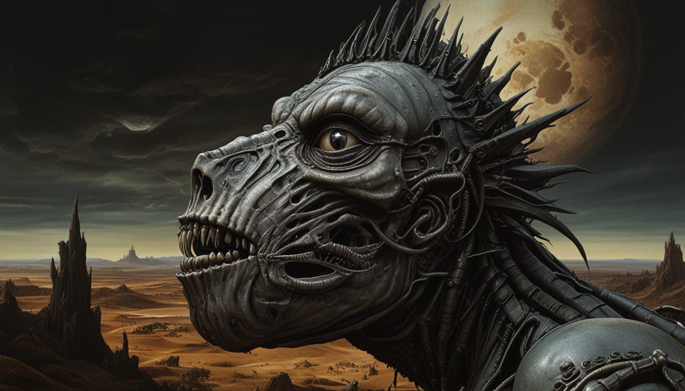 Apocalyptic Rider on a Pale Horse in a Surreal Vision