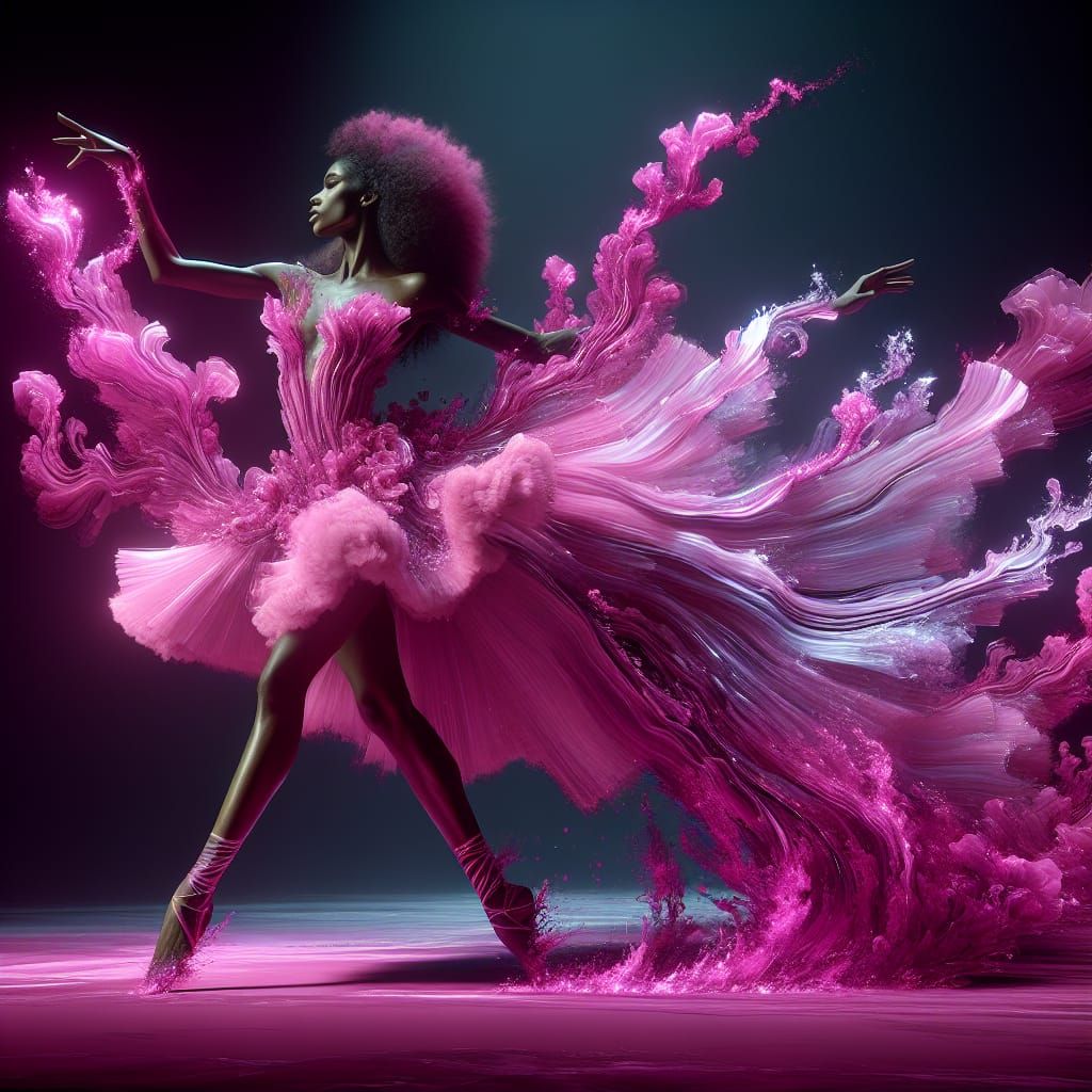 Elegant Dancer in Fuchsia Avant-Garde Scene