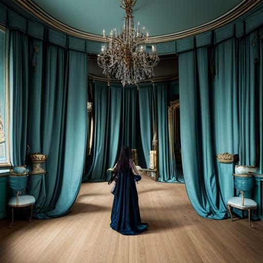 Parisian Apartment with Woman in Gown